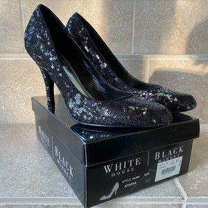 Black Sequined Athena 4” Heel Pump Size 9.5